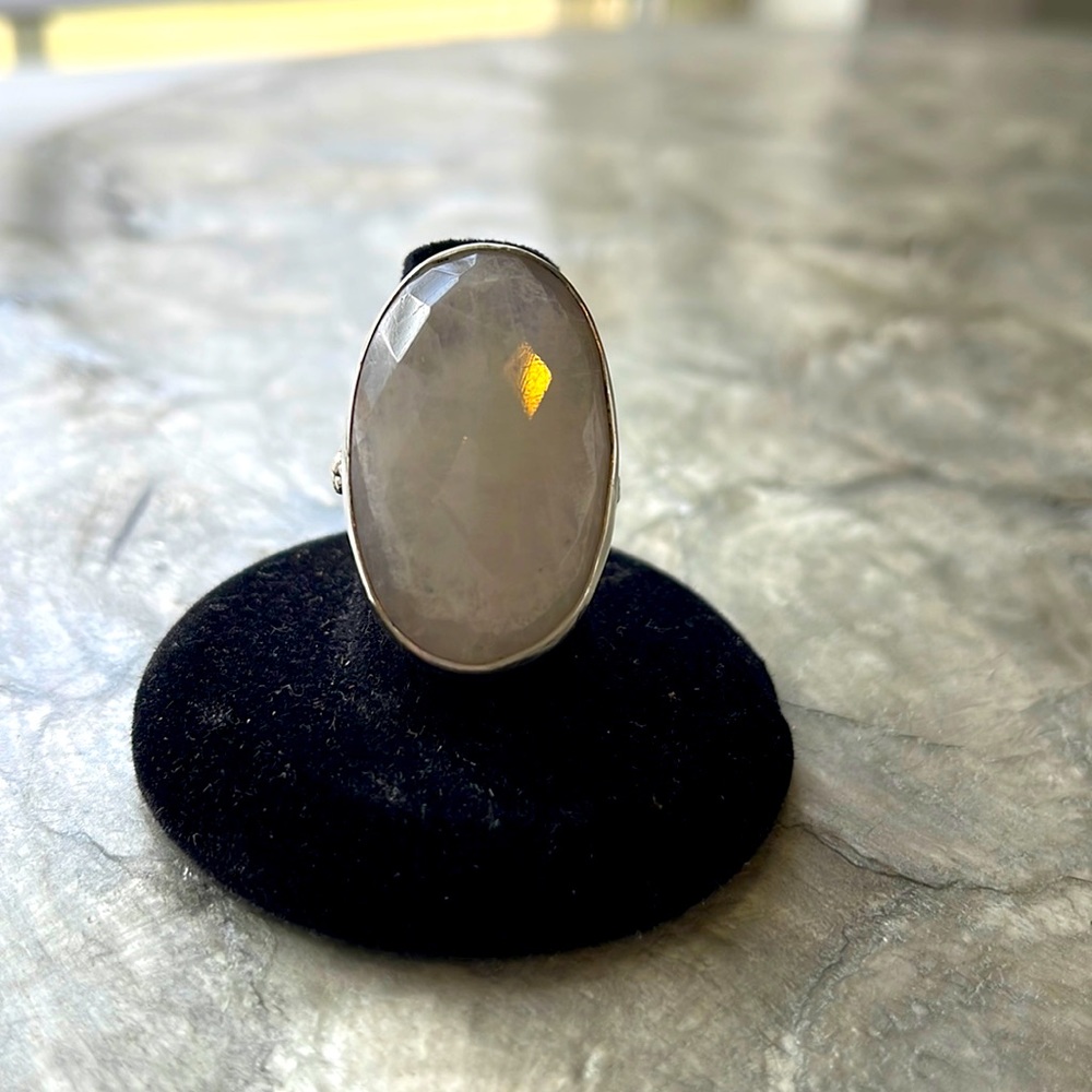 Large Moonstone and Sterling Silver Ring